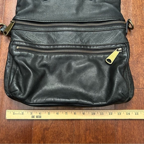 Fossil Explorer Tote in Black Leather with Brown Leather and Brass Accents - Picture 14 of 16